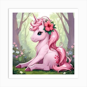 Unicorn In The Forest 15 Art Print