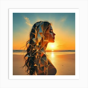 Portrait Of A Woman At Sunset Art Print