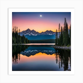 Sunset Over Lake Art Print