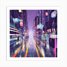 Rainy City Street Art Print