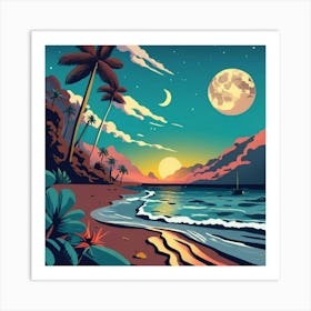 Sunset Beach 1 Art Print