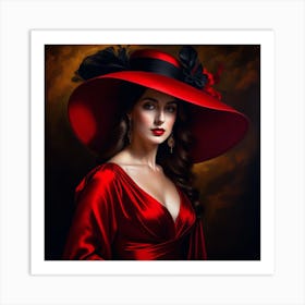 Portrait Of A Woman In Red Dress 5 Art Print
