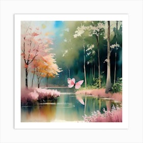 Butterfly In The Water Art Print