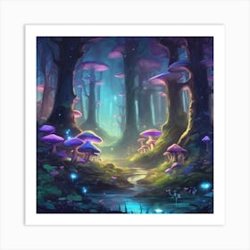 Forest Of Mushrooms Art Print