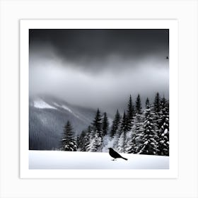 Winter Landscape With Birds 3 Art Print