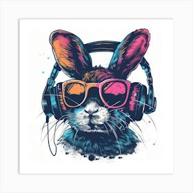 Rabbit With Headphones 7 Art Print