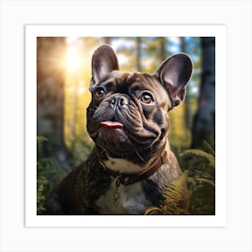 French Bulldog In The Forest Art Print