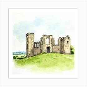 Watercolor Of The Farleigh Hungerford Castle In Somerset, Capturing Its Medieval Ruins And Scenic Location Art Print