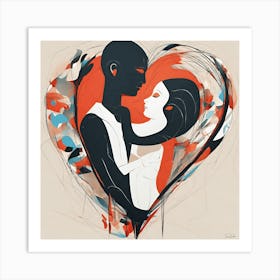 Wall art couple 'Love'Abstrait Art Print