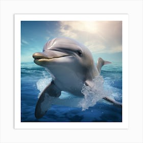 Dolphin Swimming In The Ocean Art Print