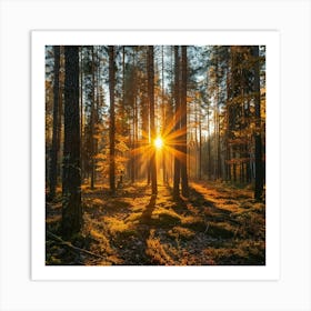 Stockcake Sunrise In Forest 1720412807 Art Print