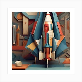 3d Rendering Of A Rocket Art Print