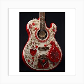 Heartstrings Monarchy: Queen of Hearts Guitar Elegance (16) Art Print