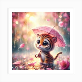Little Tiger In The Rain Art Print