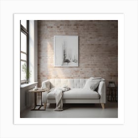 White Sofa In A Living Room Art Print