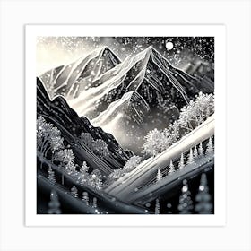 Firefly An Illustration Of A Beautiful Majestic Cinematic Tranquil Mountain Landscape In Neutral Col (100) Art Print