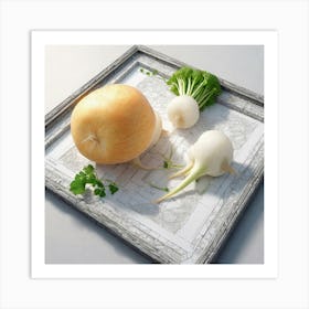 Frame Created From Daikon On Edges And Nothing In Middle Ultra Hd Realistic Vivid Colors Highly (7) Art Print