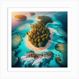 Aerial View Of A Tropical Island Art Print