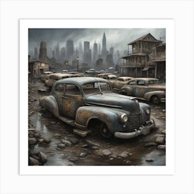 Old Cars In A City Art Print