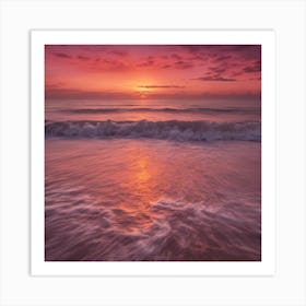 510468 Stunning Sunset Over An Ocean Horizon, With Orange Xl 1024 V1 0 Art Print