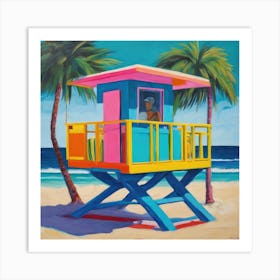 South Beach Miami Series. Style of David Hockney 2 Art Print