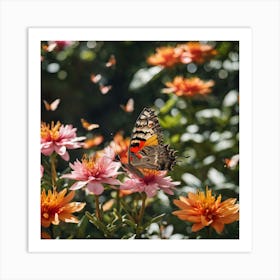 Butterfly And Flowers 1 1 Art Print