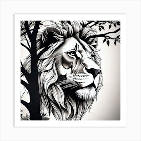 Lion In The Tree 2 Art Print