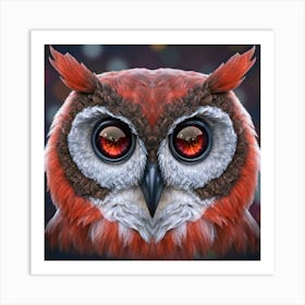 Owl With Red Eyes Art Print