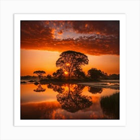 Sunset In The Savannah Art Print