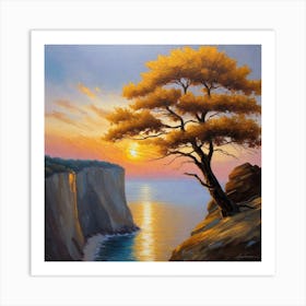 Sunset With A Tree 2 Art Print