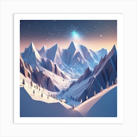 Low Poly Mountain Landscape Art Print