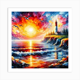 Sunset At The Lighthouse 2 Art Print