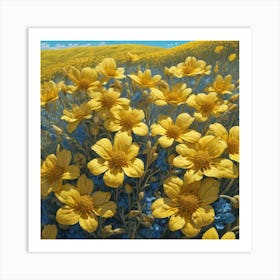 Field Of Yellow Flowers 47 Art Print