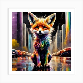 Rainbow Fox 1 Art Print