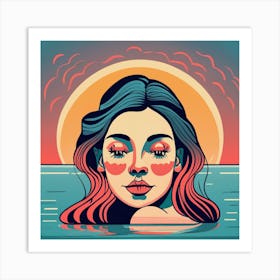 Girl In The Water Art Print