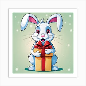 Bunny With Gift Art Print