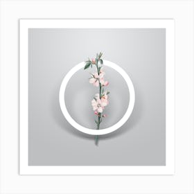 Vintage Peach Flower Minimalist Flower Geometric Circle on Soft Gray n.0479 Art Print