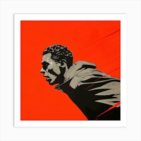 Man Running On An Orange Background Art Print