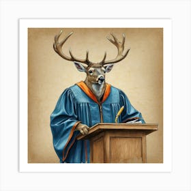 Deer At The Podium 2 Art Print