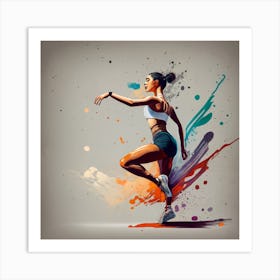 Dancer With Colorful Splashes 7 Art Print