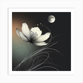 Flower And Moon Art Print