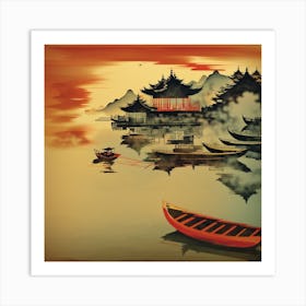 Chinese Fishing Boats Art Print