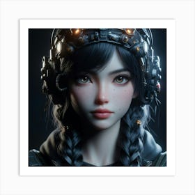 Girl With A Helmet Art Print