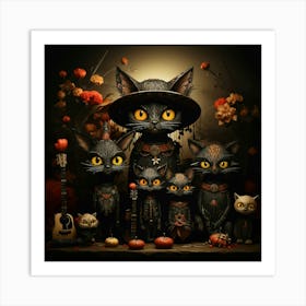 Witches And Cats Art Print