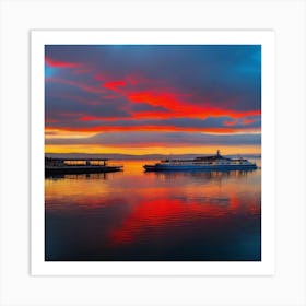 Sunset At The Harbor 3 Art Print