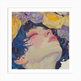 Woman Face Eyes Closed Art Print