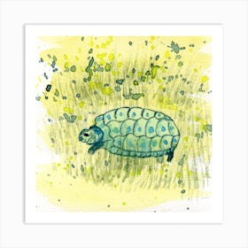 Turtle In Grass Watercolor Painting Art Print