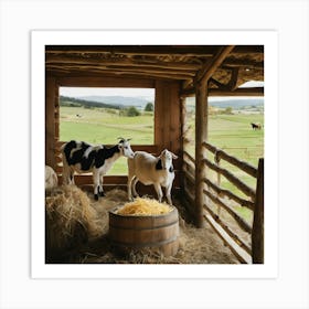 Goats In A Barn 3 Art Print