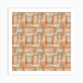 Abstract Watercolor Rectangles, Rust, Brown Art Print