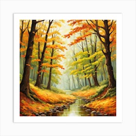 Forest In Autumn In Minimalist Style Square Composition 149 Art Print